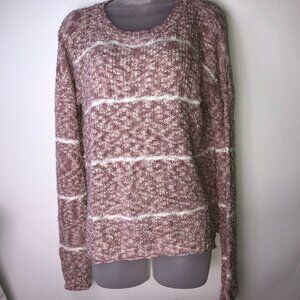 Hippie Rose Pink White‎ Striped Sweater Large